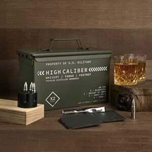 Titan LSO Whiskey Glasses and Whiskey Stones in Unique Tactical Box Display | Ideal Groomsmen Gifts Whiskey Gifts for Men | Bourbon Whiskey Cocktail Glasses, Coasters and Tongs… (with Whiskey Stones)
