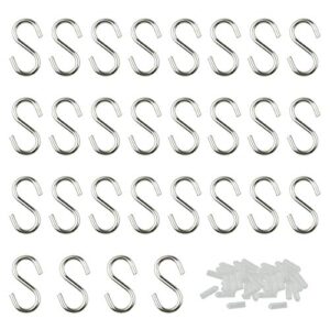 Hamineler 28 Pack 1.9 Inch Long 4mm Thickness 304 Stainless Steel S Shaped Hooks S Metal Hooks for Kitchen Spoon Pot,Work Shop, Bathroom, Garden Multiple