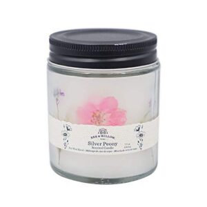 bee & willow home silver peony 7.7 oz. spring floral glass jar candle