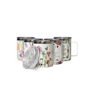 coasterstone simply flowers stainless mug, 12 oz