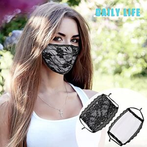 8 Pieces Masquerade Lace Face Covering Halloween Face Covering Double and Single Layer Embroidery Lace Face Covering Hanging Ear Elastic Face Covering Breathable Face Covering for Women and Girls