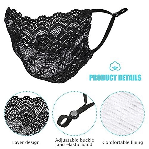 8 Pieces Masquerade Lace Face Covering Halloween Face Covering Double and Single Layer Embroidery Lace Face Covering Hanging Ear Elastic Face Covering Breathable Face Covering for Women and Girls