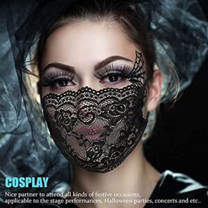 8 Pieces Masquerade Lace Face Covering Halloween Face Covering Double and Single Layer Embroidery Lace Face Covering Hanging Ear Elastic Face Covering Breathable Face Covering for Women and Girls