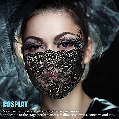 8 Pieces Masquerade Lace Face Covering Halloween Face Covering Double and Single Layer Embroidery Lace Face Covering Hanging Ear Elastic Face Covering Breathable Face Covering for Women and Girls