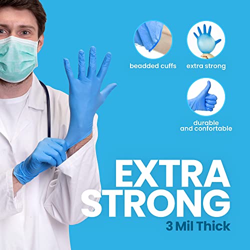 Gloves+com Disposable 4 mil Nitrile Gloves - Powder Free Latex Gloves, Single Use, Non-Sterile Surgical Gloves, Exam Gloves (Medium - Pack of 100)