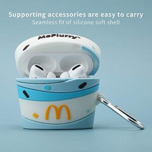 Bawposy Airpods Case, 3D Cartoon Soft Silicone Air pods Pro Fashion Funny Cover Design, Kawaii Fun Cool Keychain，for Fashion Girl Child Teen Boy Airpods Pro Case (McFlurry Pro)