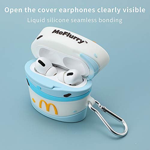 Bawposy Airpods Case, 3D Cartoon Soft Silicone Air pods Pro Fashion Funny Cover Design, Kawaii Fun Cool Keychain，for Fashion Girl Child Teen Boy Airpods Pro Case (McFlurry Pro)