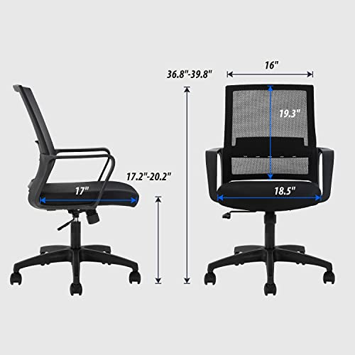 BestOffice Desk Chair for Office which is Ergonomically Made with Cushion, Armrest & Lumbar Support, Nylon (Black)