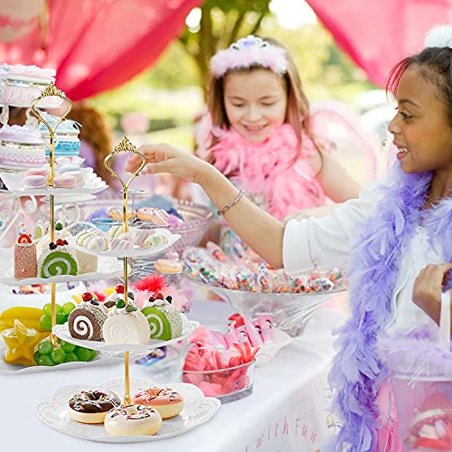 Cupcake Stand,2 Set of 3-Tier Dessert Plates Mini Cakes Fruit Candy Display Tower Lollipop Stand Cookie Cupcake Tower Dessert Stand Lollipop Stand Cake Stand Tray Rack Candy Buffet Holder (White)