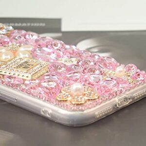 Poowear iPhone 11 Shiny Rhinestone Case for Girls Fashion Luxury Bling Bling Diamond Rhinestone Gemstone 3D Perfume Bottle and Flower Gemstone Soft TPU Back case for iPhone 11 6.1 inch