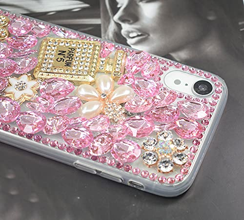 Poowear iPhone 11 Shiny Rhinestone Case for Girls Fashion Luxury Bling Bling Diamond Rhinestone Gemstone 3D Perfume Bottle and Flower Gemstone Soft TPU Back case for iPhone 11 6.1 inch