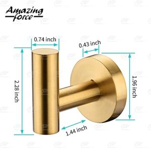 AMAZING FORCE Gold Bathroom Towel Hook Shower Towel Hook Wall Mounted Hand Towek Hook 2 Pack.