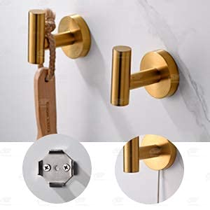 AMAZING FORCE Gold Bathroom Towel Hook Shower Towel Hook Wall Mounted Hand Towek Hook 2 Pack.