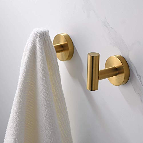 AMAZING FORCE Gold Bathroom Towel Hook Shower Towel Hook Wall Mounted Hand Towek Hook 2 Pack.