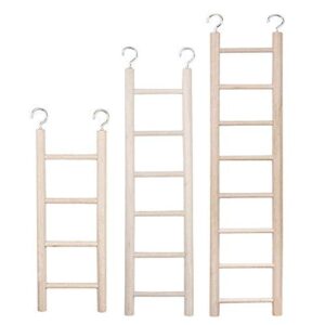 3 pcs wooden ladder for bird parrot ladder climbing toy birdie basics (4 step, 6 step 8 step)