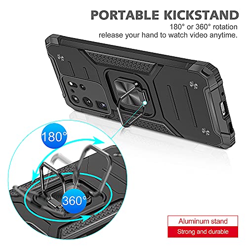 Anqrp Galaxy S20 Ultra Case, Military Grade Protective Phone Case Cover with Enhanced Metal Ring Kickstand [Support Magnet Mount] Compatible with Samsung Galaxy S20 Ultra, Black