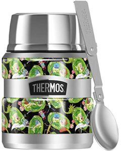 thermos rick and morty portal mayhem stainless king stainless steel food jar with folding spoon, vacuum insulated & double wall, 16oz