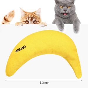 Sotiff 4 Pieces Catnip Toys Yellow Banana Cat Chew Catnip Toys Kitten Interactive Toy Reliable Catnip Filled Cat Toys for Indoor Cats Kittens Chewing Biting Grinding Claw