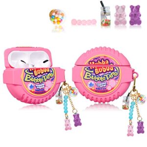 lupct for airpod pro 2019/pro 2 gen 2022 silicone case, cartoon cute food air pods cover kids girls women funny headphone fun cool kawaii keychain cases for airpods pro (hubba bubba bubble tape)