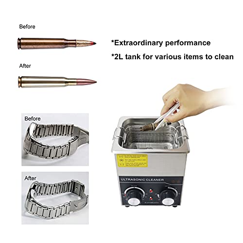 ACMESONIC Ultrasonic Cleaner 2L with Mechanical Timer Heater 2l ultrasonic Cleaner for Cleaning, Jewelry, Coins, Metal Small Parts, Circuit Board, Lab Tools, etc