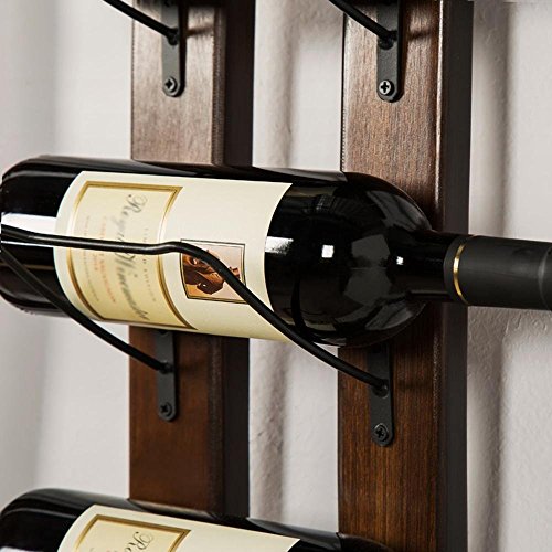 RONIXE Wall Mounted Wine Racks Rustic Barrel Stave Hanging Wine Bottle Holder Wooden Wall-Mounted Wine Rack Wine Shalf for Home Bar…