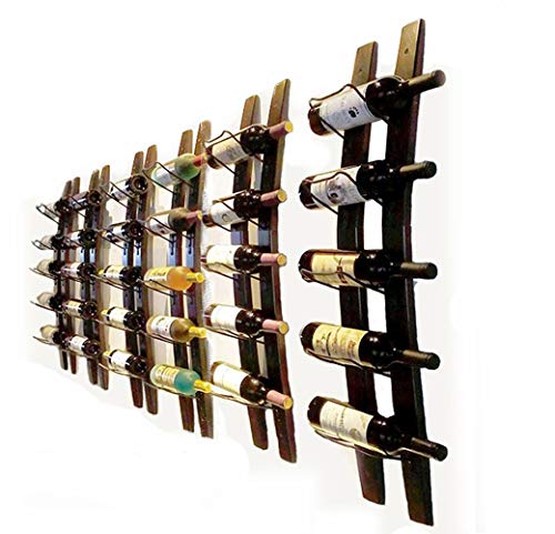 RONIXE Wall Mounted Wine Racks Rustic Barrel Stave Hanging Wine Bottle Holder Wooden Wall-Mounted Wine Rack Wine Shalf for Home Bar…