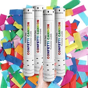 confetti cannon party popper, werise air compressed confetti cannons party shooter for wedding, birthday, new year's party celebrations with biodegradable multicolor paper confetti 12 inch - set of 4