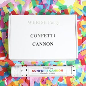 Confetti Cannon Party Popper, WERISE Air Compressed Confetti Cannons Party Shooter for Wedding, Birthday, New Year's Party Celebrations with Biodegradable Multicolor Paper Confetti 12 inch - Set of 4