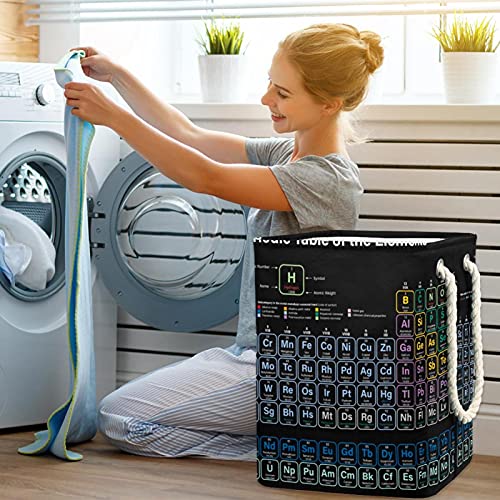 Inhomer Laundry Hamper Periodic Table of Elements Collapsible Laundry Baskets Firm Washing Bin Clothes Storage Organization for Bathroom Bedroom Dorm