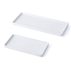 auxsoul bathroom tray, 2 pack ceramic vanity trays, sink storage bathtub tray organizer rectangular cosmetics holder for tissues, candles, towel, soap, countertop, towel, plant, jewelry(white)