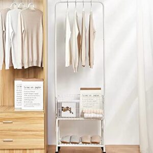 easy moved garment rack with basket for organize, laundry basket, white metal rack,