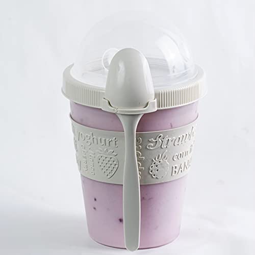 The Buybox 20 oz 4 Pcs Overnight Oats Container With Lid, Breakfast On The Go Cups, Take and Go Yogurt Cup with Topping Cereal or Oatmeal Container, Yogurt Container, Parfait Cups With Lids - 4 Colors