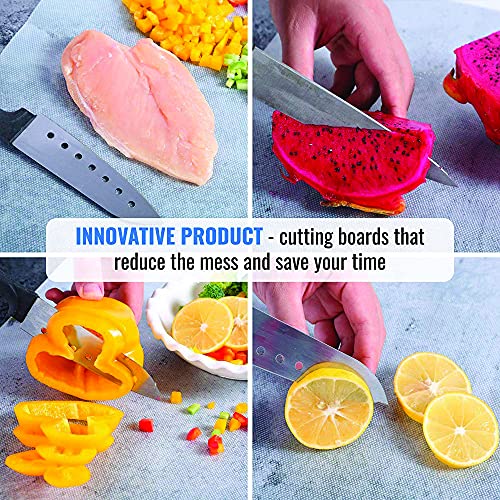 GINSU Disposable Cutting Board, Salad Vegetable/Meat Chopping, Home/On-The-Go Use, Anti-Slip, Easy-Slide Cutter, Trim to Any Size, Recyclable/Reusable, 12" x 10-Ft Roll