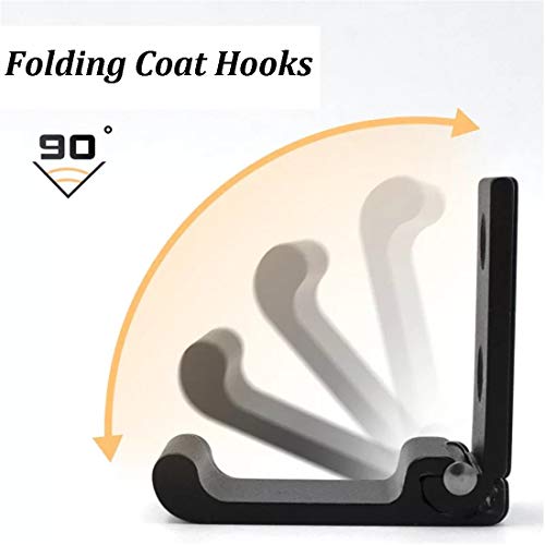 MsBong Folding Coat Hooks, 6PCS Matte Black Wall Hooks for Hanging Coats Bathroom Towel Hooks Hardware Heavy Duty Aluminum Alloy Robe Hooks Wall Mounted DIY Coat Rack Hooks No Rust Indoor, Outdoor