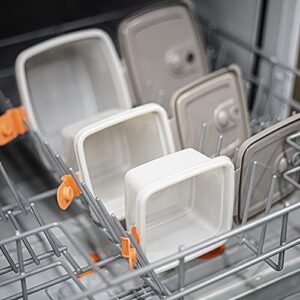 Plastic Food Storage Containers w/attached Lids. Multi sizes Containers. Microwave/Freezer & Dishwasher Safe - Steam Release Valve. BPA/Free (16, Beige & Orange)