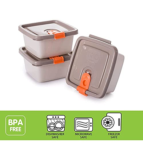 Plastic Food Storage Containers w/attached Lids. Multi sizes Containers. Microwave/Freezer & Dishwasher Safe - Steam Release Valve. BPA/Free (16, Beige & Orange)