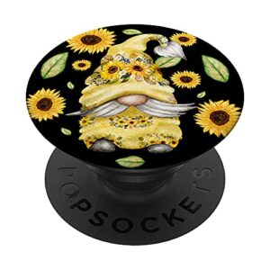 sunflower gnome for summer & gardener - cute floral pattern popsockets swappable popgrip