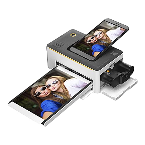 Kodak Dock Premium 4x6” Portable Instant Photo Printer (2022 Edition) Bundled with 130 Sheets | Full Color Photos, 4Pass & Lamination Process | Compatible with iOS, Android, and Bluetooth Devices