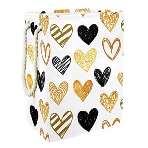 inhomer laundry hamper hand painted golden black hearts collapsible laundry baskets firm washing bin clothes storage organization for bathroom bedroom dorm