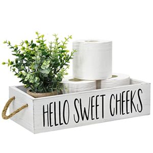 bathroom decor box 2 sides funny toilet paper holder wood tank box over toilet paper storage basket with rope handle rustic bathroom paper organizer box with funny sign farmhouse home decor box