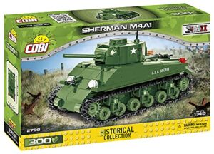 cobi historical collection m4a1 sherman tank, green, for 7+ years,300 pcs