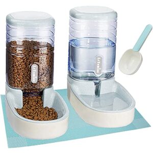pets feeder cats dogs automatic feeder set 3.8 l with 1 water dispenser and 1 food feeder for small, medium & big pets (waterer)