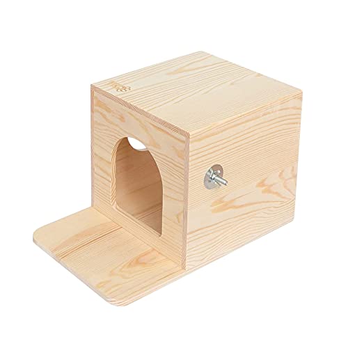 YKD Pet Chinchilla House with Platform - Small Animal Hideout for Chinchilla Squirrel or Sugar Gliders - Ventilated Wooden Chinchilla Hut Hideout with Multiple Doors - Made Natural Wood