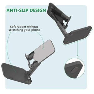 SHANSHUI Cell Phone Stand, Adjustable Angle Height Phone Stand for Desk Foldable Anti-Slip Tablet Stand Phone Holder Compatible for All Mobile Phones, iPhone, iPad, Tablet (Black)