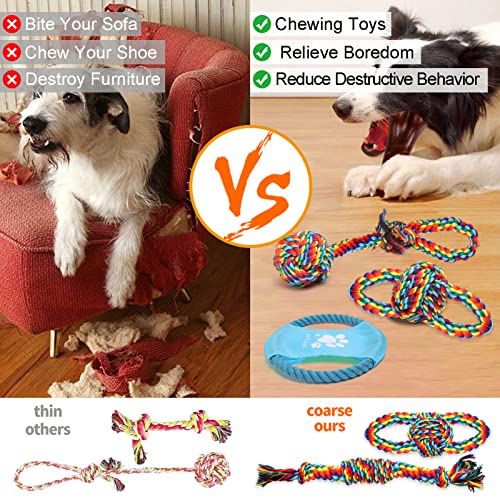 XLMYS 17 PCS Dog Chew Toys for Aggressive Chewers, Puppy Teething Chew Toys Dog Rope Toys Tug of War Dog Toys for Puppy Teething