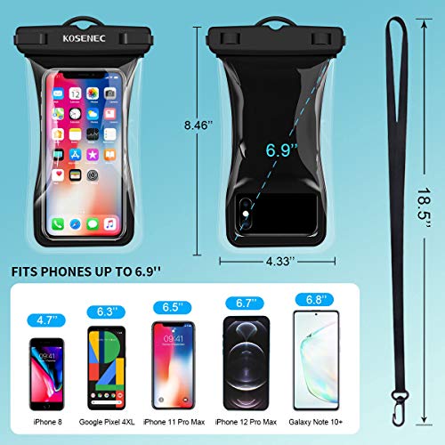 Waterproof Phone Pouch, Floating IPX8 Waterproof Cellphone Case Underwater Dry Bag for iPhone 14 Pro Max Mini 13 12 11 SE XS XR 8 Galaxy up to 6.9", for Beach/Diving/Surfing/Skiing (2 Pack)