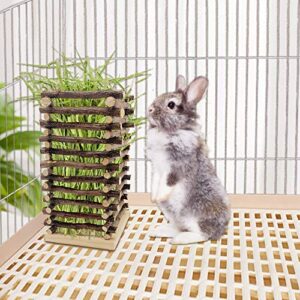 Tfwadmx Rabbit Wooden Hay Feeder Bunny Hay Manger Rack Less Waste Food Guinea Pig Hay Holder Small Animals Grass Dispenser for Chinchilla Hamster Gerbil