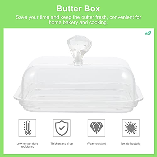 YARNOW Dishes Funny Butter Dish Acrylic Butter Dish with Lid Clear Plastic Butter Keeper Container Cheese Cream Crisper Box Butter Cutter Sealed Storage Box 14. 5x8cm Butter Box Cheesecake