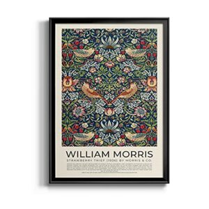 william morris wall art collection décor strawberry thief (1936) premium framed modern art print artwork - ready to hang for home and office