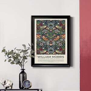 William Morris Wall Art Collection Décor Strawberry Thief (1936) Premium Framed Modern Art Print Artwork - Ready to Hang for Home and Office